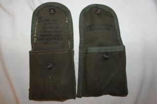 2 NOS Vietnam US Military Army USMC M1956 First Aid Compass Case Pouch Set 2 2