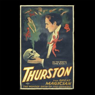 Thurston The Great Magician Print Show Card Lithograph Poster Spook Vintage