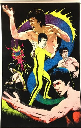 Vintage,  1981,  Bruce Lee " Kung Fu King " Blacklight Velvet Poster,  950