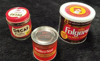 3 Vintage Trial Sample Mini Coffee Cans Butternut Folgers Nestles Display