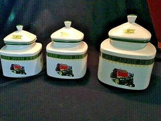 John Deere Canister Set By Gibson 6pc Set Rubber Seal Lids