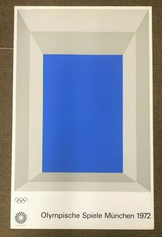 Josef Albers 1972 Munich Olympic Lithograph Poster Vintage Art 25 X 40