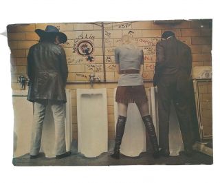 Woman Peeing Urinal Poster Men Bathroom Vintage 1971 Men’s Room Rare