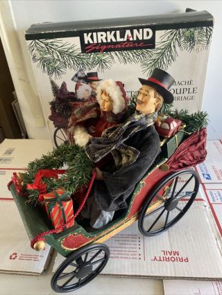 Kirkland Fabric Mache Victorian Couple In Carriage Christmas Large Figurine