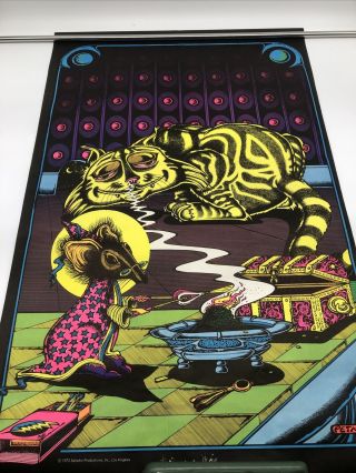 Vintage Blacklight Poster Rare The Sorcerer & The Cat 1972 Saladin Petagno La