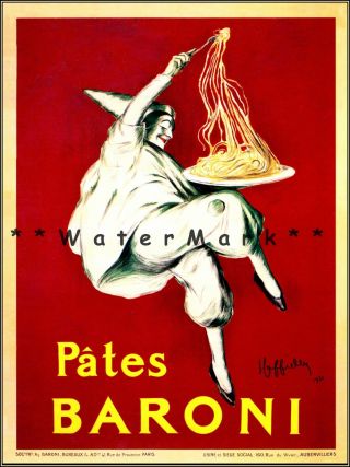 Pates Baroni 1921 Vintage Poster Print Pasta Kitchen Decor Advert Cappiello Art
