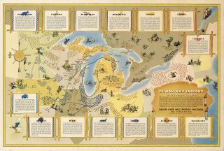 Map Great Lakes Region Native American Indian Tribes Ta - Non - Ka 