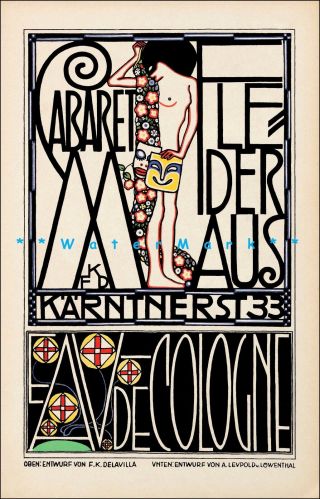 Cabaret Fledermaus 1907 Jugendstil Art Nouveau Vintage Poster Print Art