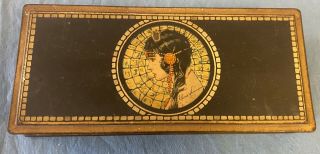 Vintage 1920s Art Deco Canco Beautebox Gloria Swanson Tin Box Hinged 8 "