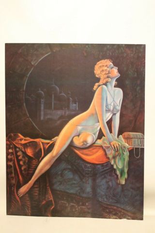 Vintage Art Deco Nouveau " Nude In Blue - Persian Night " Poster Art By T.  Anaw Hesser