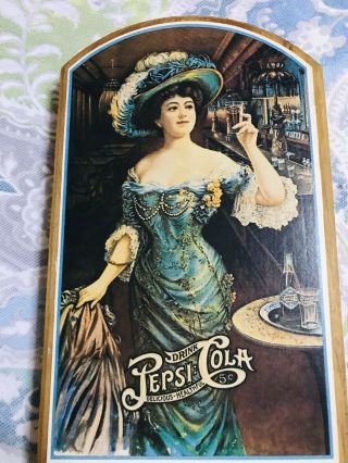 VINTAGE PEPSI COLA CLASSY LADY WOODEN 5 CENTS SODA THERMOMETER 2