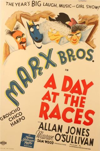 A Day At The Races Marx Brothers Vintage Movie Poster Lithograph Al Hirschfeld