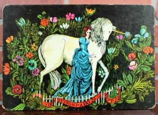 Vintage Bill Greer Print Cardboard Zodiac Virgo Unicorn Retro Wall Art 1967