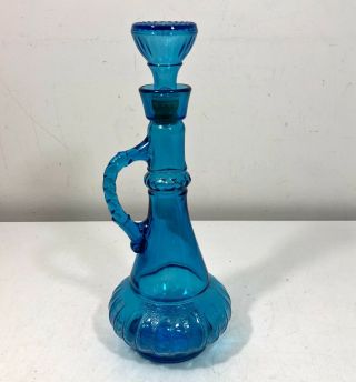 Vintage Blue Glass Jim Beam Genie Liquor Bottle Decanter - I Dream Of Jeannie