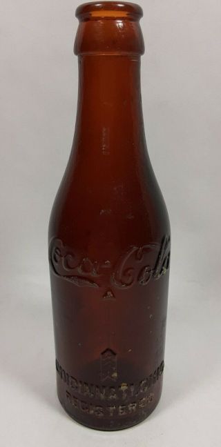 Amber Straight - Sided Coca Cola Bottle Arrow Cincinnati Ohio Early 1900 