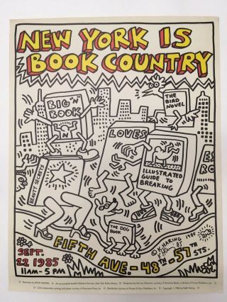 Keith Haring Signed York Is Book Country Lithograph Poster 1985