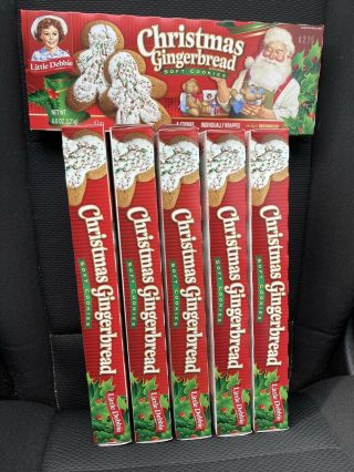 Six Boxes Little Debbie Holiday Christmas Gingerbread Cookies