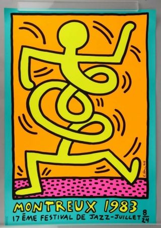 After Keith Haring: Orig.  Poster To Promote The Montreux Jazz Festival 1983,  `83