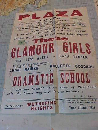 1941 Alexandria Egypt Plaza Cinema Poster Glamour Girls Lana Turner