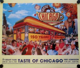 Taste Of Chicago 1987 Vintage Poster City Food Music Summer Festival