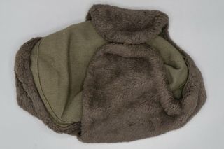 Vintage East German Army Nva Winter Hat Ushanka Uniform Cap - Faux Fur W/ Badge