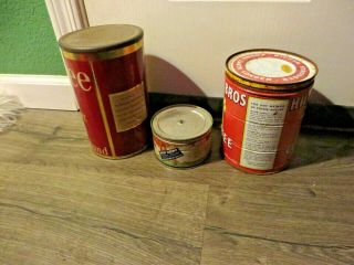 3 Vintage Coffee Tin Metal Cans Empty Hills Brothers Butter - Nut Schilling Lids 2
