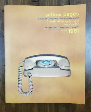Vintage Ohio Bell Cleveland,  Oh 1961 Yellow Pages Telephone Phone Address Book