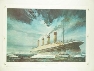 Vtg Maiden Voyage Of The Titanic 1983 Art Print Chris Magyer 33x23 "