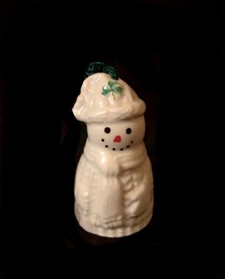 Belleek Irish Sweater Snowman Christmas Ornament Shamrock Ireland 4 "
