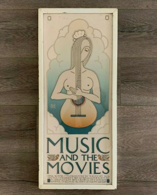 1975 David Lance Goines " Music And The Movies " Framed Litho Poster