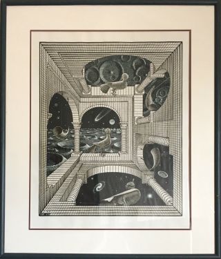 Lithograph Listed Artist M.  C.  Escher Another World Bakker Baarn Cordon Art