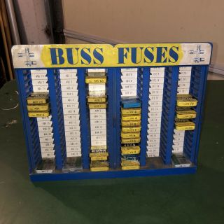 Vintage Buss Fuse Counter Display Stand With Fuses Ford Automobile Gas Station