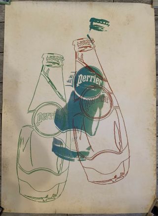 Vtg Andy Warhol Pop Art Perrier Poster 30.  5 " X 42 " Offset Lithograph