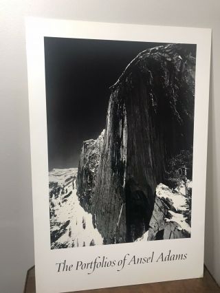 Ansel Adams " Monolith The Face Of Half Dome” Black White Poster 23x35 Mounted