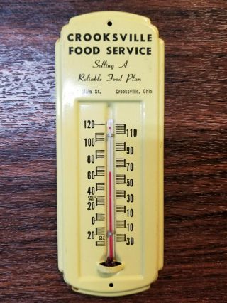 Vintage Advertising Thermometer Crooksville Food Service,  Crooksville Ohio