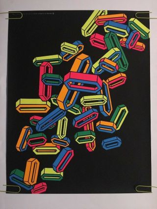 Blacklight Poster Vintage Pin - Up 1970s Pez Pills Coins Abstract Rainbow