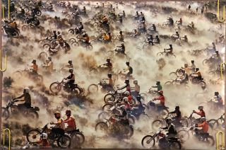Vintage Poster Dirt Bike Fire Ridge Motorcycle Pin Up Stunt Man 1970’s