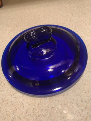 Vintage Cobalt Blue Glass Planters Peanuts Jar Replacement Lid 7 "
