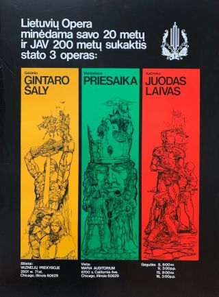 Lithuania Vintage Poster Lithuanian Opera In Chicago 1976