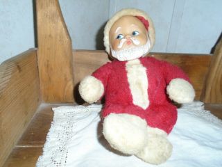 Vintage 1955 Knickerbocker Baby Santa With Rubber Face