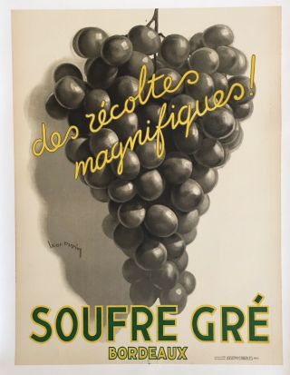 Vintage French Art Deco Wine Poster,  Soufre Gre,  1933 By Leon Dupin