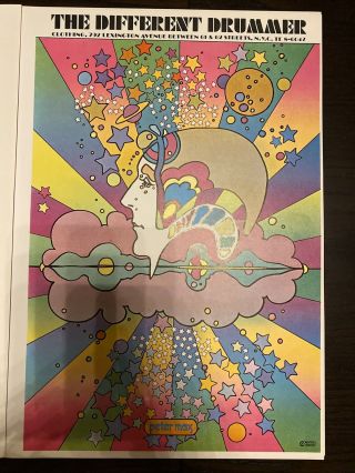 Vintage Peter Max Psychedelic Poster - The Different Drummer - 1970.  11x16