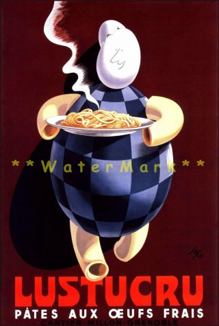 Lustucru Pasta 1920 French Chef Food Kitchen Decor Vintage Poster Print