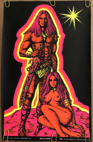 Man & Woman Ll Vintage Blacklight Poster 1970 Houston Poster Inc