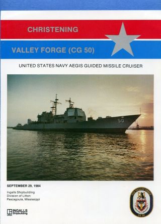 Uss Valley Forge Cg 50 Christening Navy Ceremony Program With Christening Coin