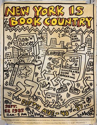 Signed Autographed York Is Book Country Keith Haring Design Poster 1985
