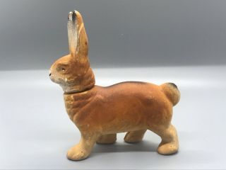 Vintage German Compo Paper Mache Rabbit Candy Container Brown Airbrush