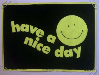 Have A Day Vintage Blacklight Poster Velvet Flocked 1971 Pin Up