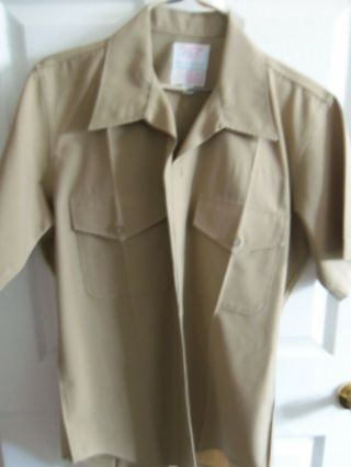 1979 - 1992 Era Usmc Marine Khaki Shirt,  Short Sleeves