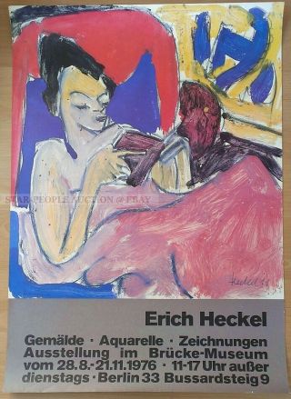 German Exhibition Poster 1976 - Erich Heckel - Paintings Aquarelle Drawings Art